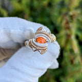 Size 6.5 Spiny Oyster Shell and Turquoise Ring
