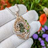 Moldavite and Chrome Diopside Pendant