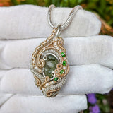Moldavite and Chrome Diopside Pendant