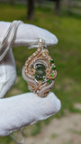 Moldavite and Chrome Diopside Pendant