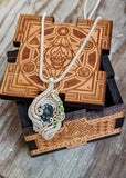 Moldavite and Chrome Diopside Pendant