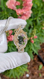 Moldavite, Amethyst, and Chrome Diopside Pendant