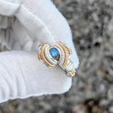 Size 7.5 Labradorite and Tanzanite Ring