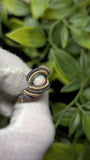 Size 8.5 Ethiopian Opal and Rainbow Moonstone Ring