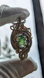 Moldavite, Amethyst, and Chrome Diopside Pendant