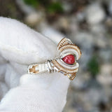 Size 7.5 Red Coral and Emerald Ring