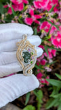 Moldavite, Amethyst, and Chrome Diopside Pendant