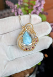 Larimar, Tanzanite, and Rhodolite Garnet Pendant