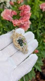 Moldavite, Amethyst, and Chrome Diopside Pendant