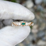 Size 7.5 Red Coral and Emerald Ring