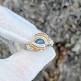 Size 7.5 Labradorite and Tanzanite Ring