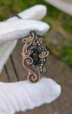 Moldavite, Amethyst, and Chrome Diopside Pendant