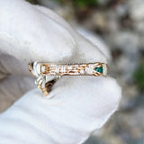 Size 7.5 Red Coral and Emerald Ring