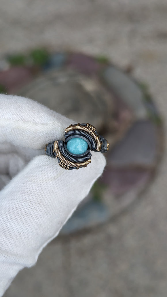 Size 8 Amazonite and Turquoise Ring