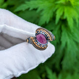 Size 11 Ruby and Rainbow Moonstone Ring