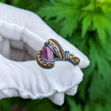 Size 11 Ruby and Rainbow Moonstone Ring