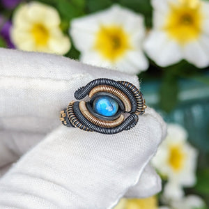 Size 5.5 Labradorite and Turquoise Ring