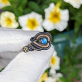 Size 5.5 Labradorite and Turquoise Ring