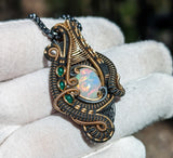 Ethiopian Opal and Emerald Pendant