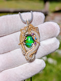 Ammolite, Sapphire, and Amethyst Pendant