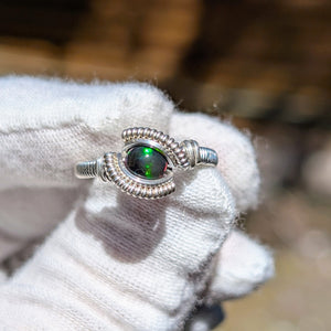 Size 7 ¼ Black Ethiopian Opal Ring