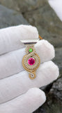 Apollo 6 - Ruby and Chrome Diopside Pendant