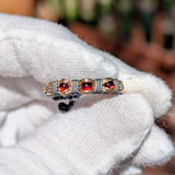 Size 7.5 Ethiopian Opal and Garnet Ring
