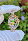 Ammolite, Hessonite Garnet, and Chrome Diopside Pendant