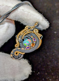 Ethiopian Opal, Amethyst, and Hessonite Garnet Pendant