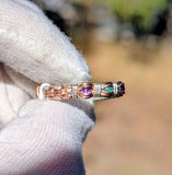 Size 8 Ethiopian Opal, Emerald, and Amethyst Ring