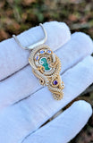 Emerald, Tanzanite, and Amethyst Pendant