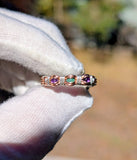 Size 8 Ethiopian Opal, Emerald, and Amethyst Ring