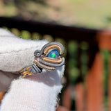 Size 7.5 Ethiopian Opal and Garnet Ring