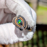 Size 7.5 Ethiopian Opal and Garnet Ring
