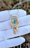 Emerald, Tanzanite, and Amethyst Pendant