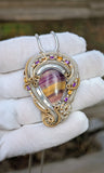 Fluorite, Amethyst, and Citrine Pendant