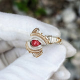 Size 7.5 Red Coral and Emerald Ring