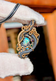 Ethiopian Opal, Emerald, Topaz, and Amethyst Pendant