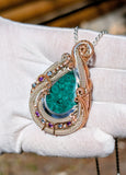 Malachite, Amethyst, and Swiss Blue Topaz Pendant