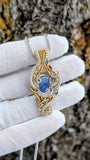 Tanzanite, Hessonite Garnet, and London Blue Topaz Pendant