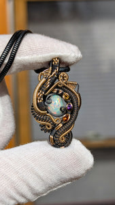 Ethiopian Opal, Citrine, Amethyst, and Hessonite Garnet Pendant