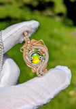 Ammolite, Hessonite Garnet, and Chrome Diopside Pendant