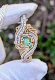 Ethiopian Opal, Hessonite Garnet, Amethyst, and Chrome Diopside Pendant