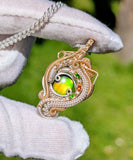 Ammolite, Hessonite Garnet, and Chrome Diopside Pendant