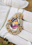 Fluorite, Amethyst, and Citrine Pendant