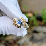Size 9.5 Labradorite and Kyanite Ring