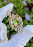 Ammolite, Hessonite Garnet, and Chrome Diopside Pendant