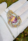 Fluorite, Amethyst, and Citrine Pendant