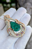 Malachite, Amethyst, and Swiss Blue Topaz Pendant