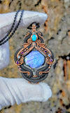 Labradorite, Turquoise, Amethyst, and Swiss Blue Topaz Pendant